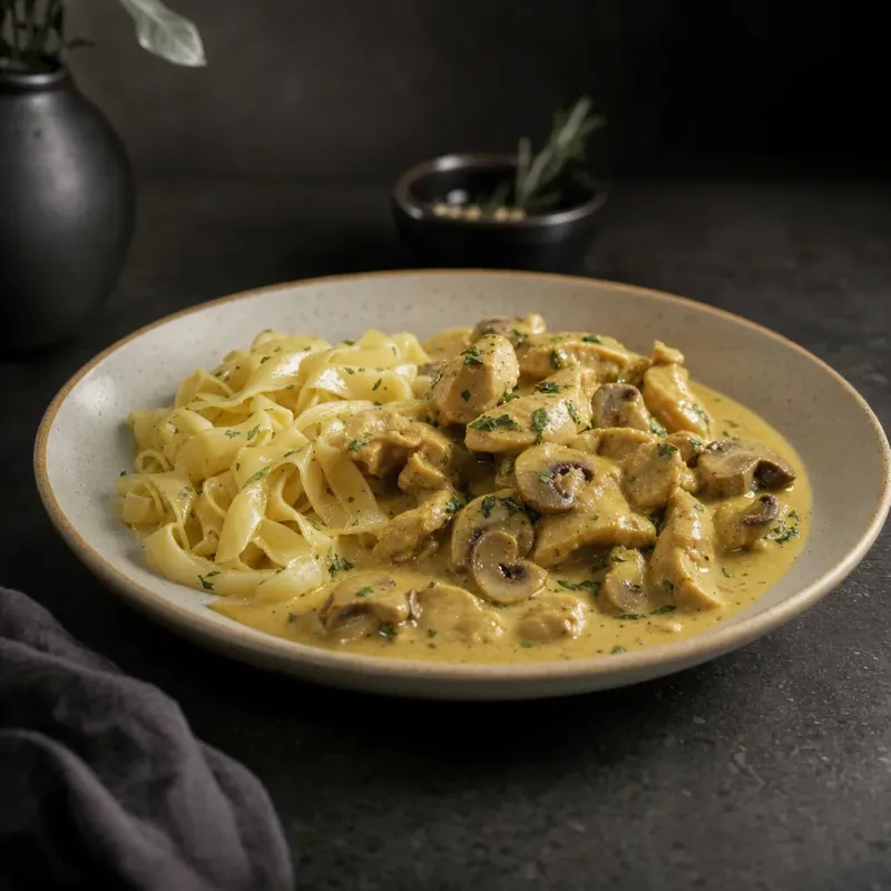 Kremalı mantarlı fettuccine